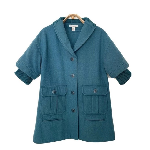 Sundance Jackets & Blazers - Women's Sundance Catalog Large Teal Mid-Sleeve Lined Button Down Coat w/pockets
